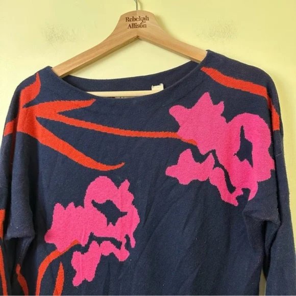 ANTHRO Field Flower Silk Blend Megara Floral Tunic Sweater SZ Medium - Picture 3 of 8